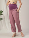 Purple Cotton Maternity & Nursing A-Line Kurta Set with Dupatta