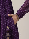 Purple Bandhani Maternity & Nursing Anarkali Gown with Dupatta