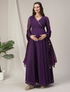 Purple Bandhani Maternity & Nursing Anarkali Gown with Dupatta