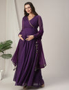 Purple Bandhani Maternity & Nursing Anarkali Gown with Dupatta