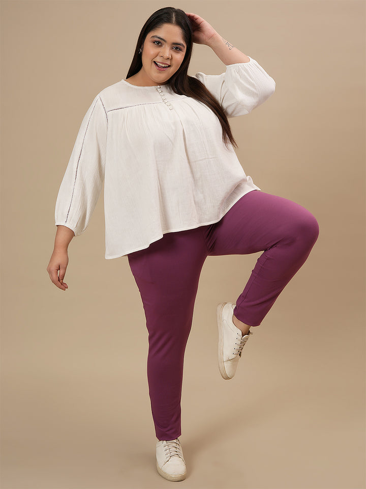 Purple Plus Size Leggings With Pockets