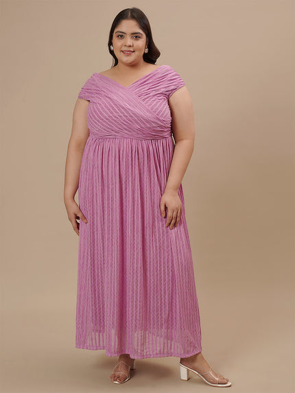 Purple Plus Size Off Shoulder Dress