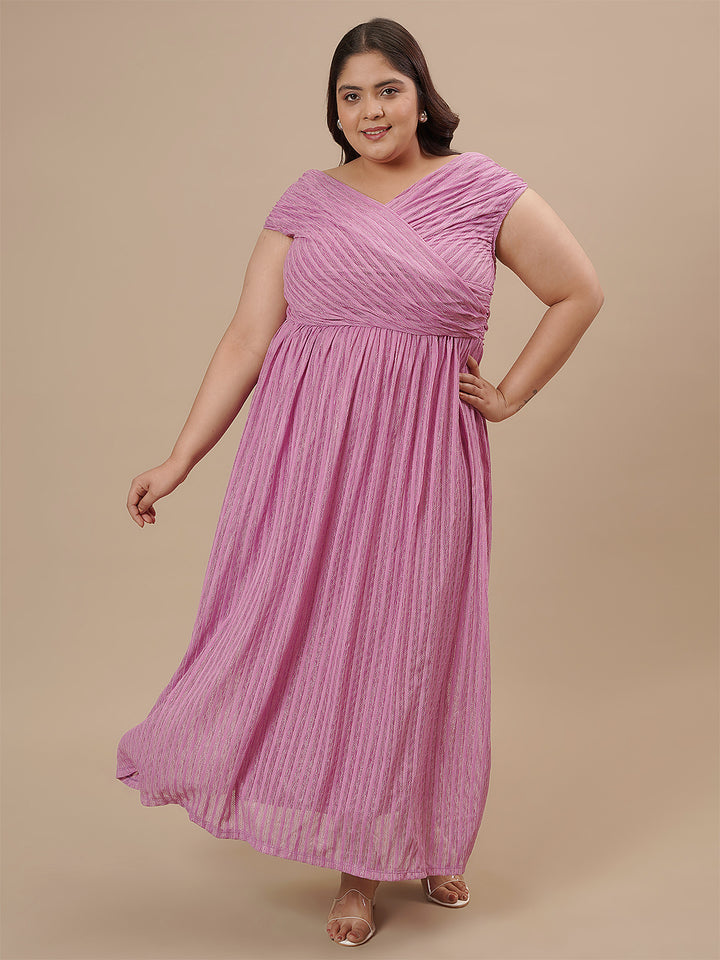 Purple Plus Size Off Shoulder Dress