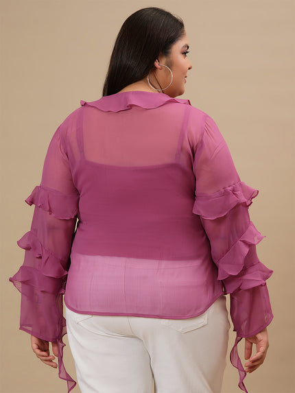 Purple Plus Size Ruffle Top