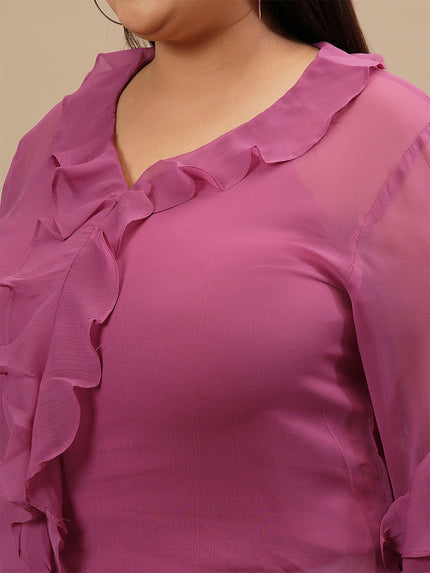 Purple Plus Size Ruffle Top