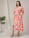 Maternity & Nursing Red Abstract Cotton Maxi Dress