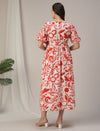 Maternity & Nursing Red Abstract Cotton Maxi Dress