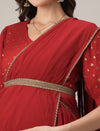 Red Maternity & Nursing Saree Dress with Detachable Belt