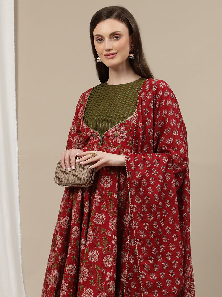 2pc. Red Maternity Anarkali Suit