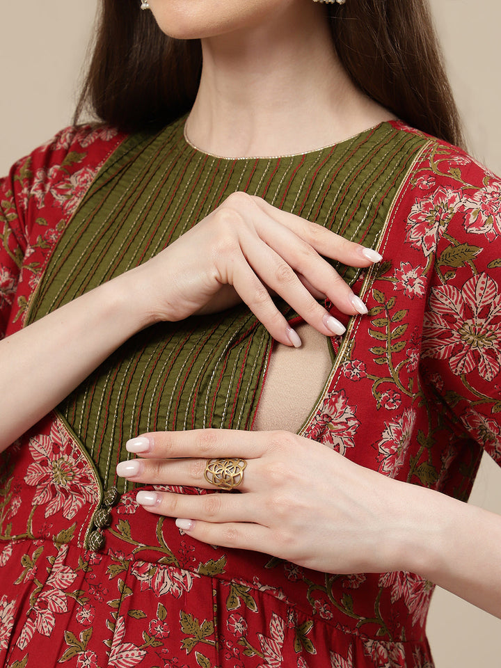 2pc. Red Maternity Anarkali Suit