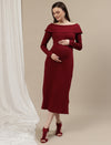 Maternity Bodycon Fitted Dress- Burgundy