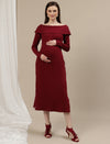 Maternity Bodycon Fitted Dress- Burgundy