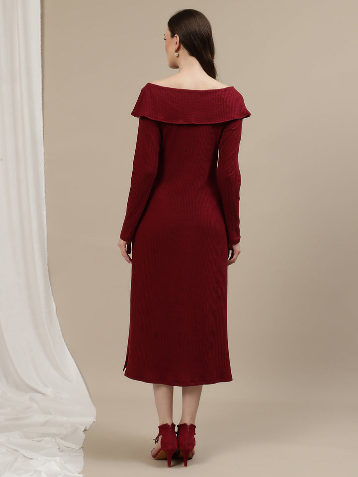 Maternity Bodycon Fitted Dress- Burgundy