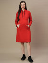 Fleece Hoodie Maternity Winter Dress-Red
