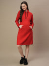 Fleece Hoodie Maternity Winter Dress-Red