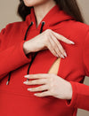 Fleece Hoodie Maternity Winter Dress-Red