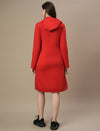 Fleece Hoodie Maternity Winter Dress-Red
