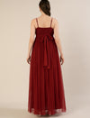 Red Maternity Baby Shower Photoshoot Gown with Detachable Sleeves