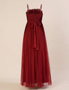 Red Maternity Baby Shower Photoshoot Gown with Detachable Sleeves