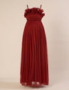 Red Maternity Baby Shower Photoshoot Gown with Detachable Sleeves