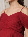 Romantic Tulle Maternity Maxi Dress- Red