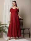 Romantic Tulle Maternity Maxi Dress- Red