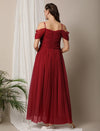 Romantic Tulle Maternity Maxi Dress- Red