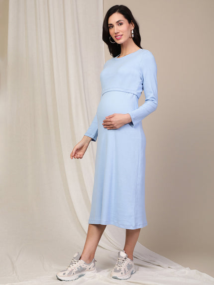 Rib Double Layer Feeding Dress