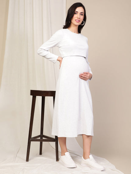 Rib Double Layer Feeding Dress