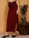 Maternity Rib-knit Long Skirt - Burgundy