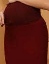Maternity Rib-knit Long Skirt - Burgundy