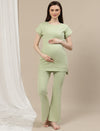 Maternity Rib Co-ord Set- Green