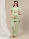 Maternity Rib Co-ord Set- Green