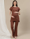Maternity Rib Co-ord Set- Brown