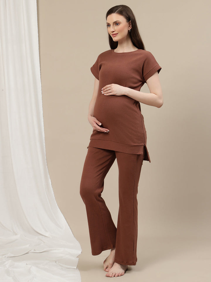 Maternity Bootcut Lounge Pants- Brown