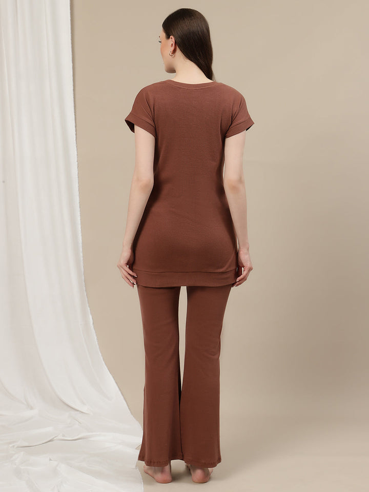 Maternity Bootcut Lounge Pants- Brown