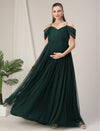 Romantic Tulle Maternity Maxi Dress- Dark Green