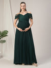 Romantic Tulle Maternity Maxi Dress- Dark Green