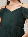 Romantic Tulle Maternity Maxi Dress- Dark Green