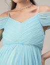 Romantic Tulle Maternity Maxi Dress- Light Blue