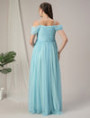 Romantic Tulle Maternity Maxi Dress- Light Blue
