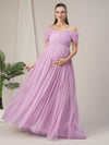 Romantic Tulle Maternity Maxi Dress- Light Purple