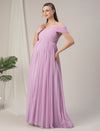 Romantic Tulle Maternity Maxi Dress- Light Purple