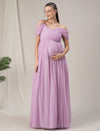 Romantic Tulle Maternity Maxi Dress- Light Purple