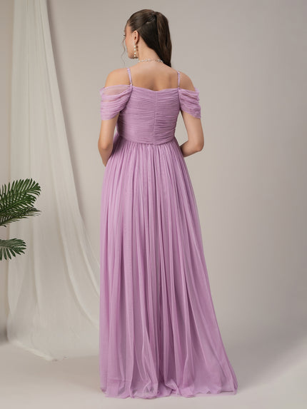 Romantic Tulle Maternity Maxi Dress- Light Purple