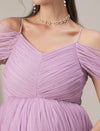 Romantic Tulle Maternity Maxi Dress- Light Purple