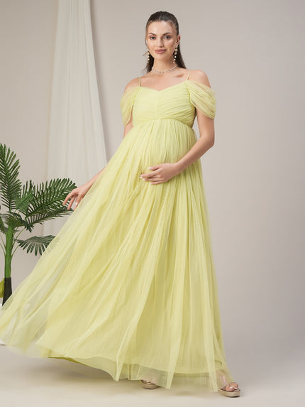 Romantic Tulle Maternity Maxi Dress- Pastel Green