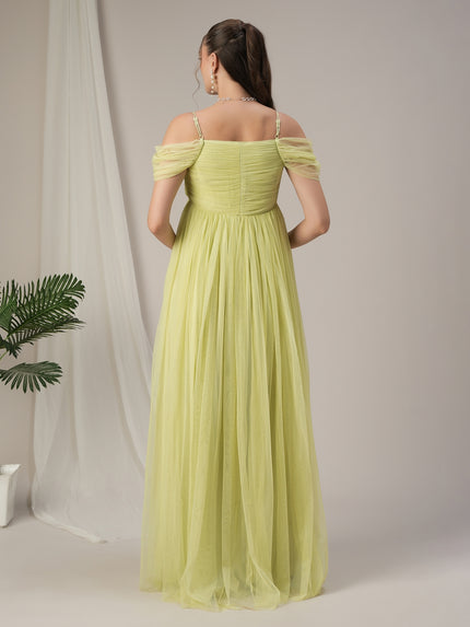 Romantic Tulle Maternity Maxi Dress- Pastel Green