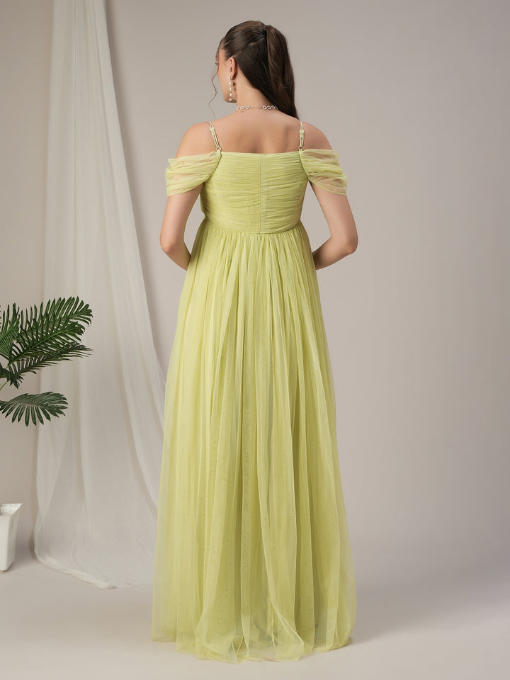 Romantic Tulle Maternity Maxi Dress- Pastel Green