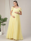 Romantic Tulle Maternity Maxi Dress- Yellow